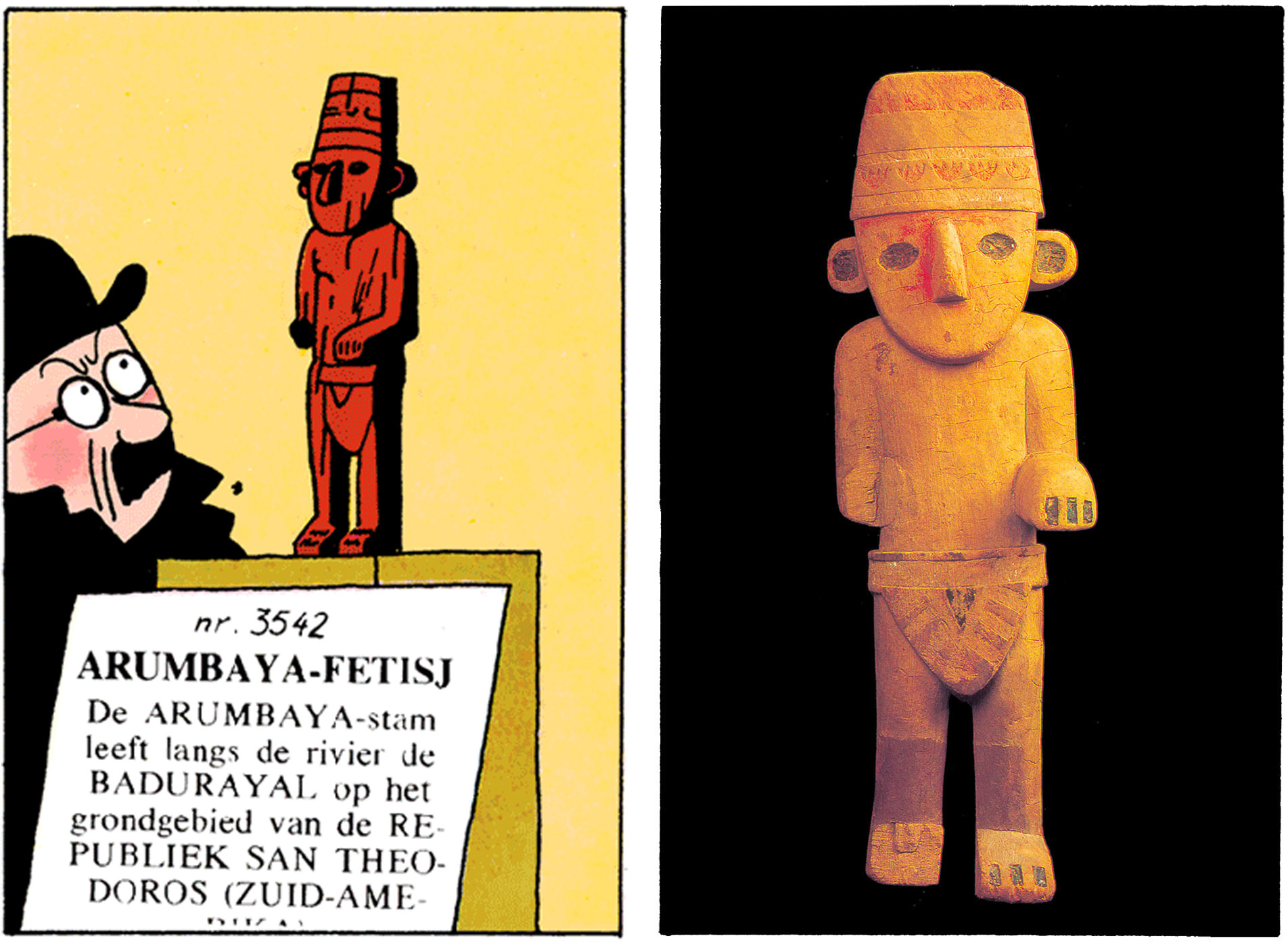 Le fétiche à l'oreille cassé arumbaya dans Tintin